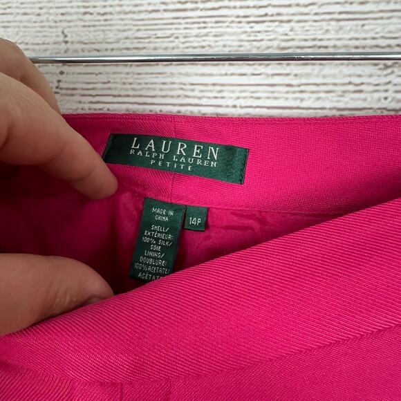 Lauren Ralph Lauren Women's Pink 100% Silk Straight Leg Pants Size 14 Petite - Picture 4 of 10